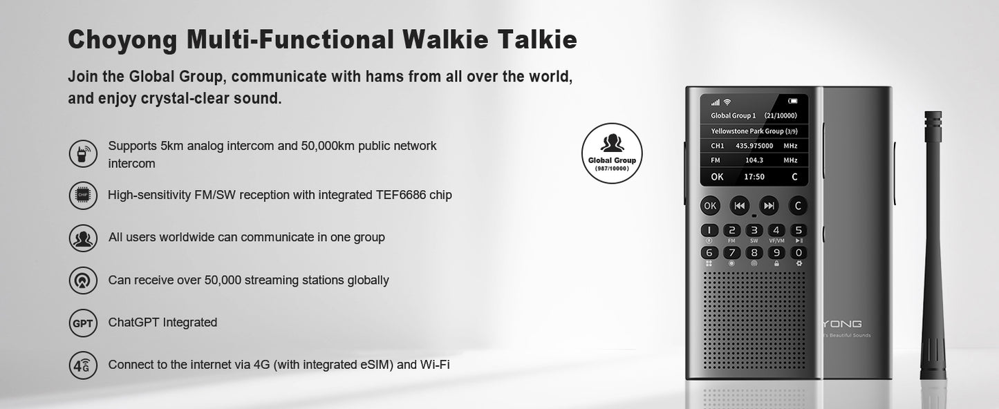 Choyong Multi-Functional Walkie Talkie