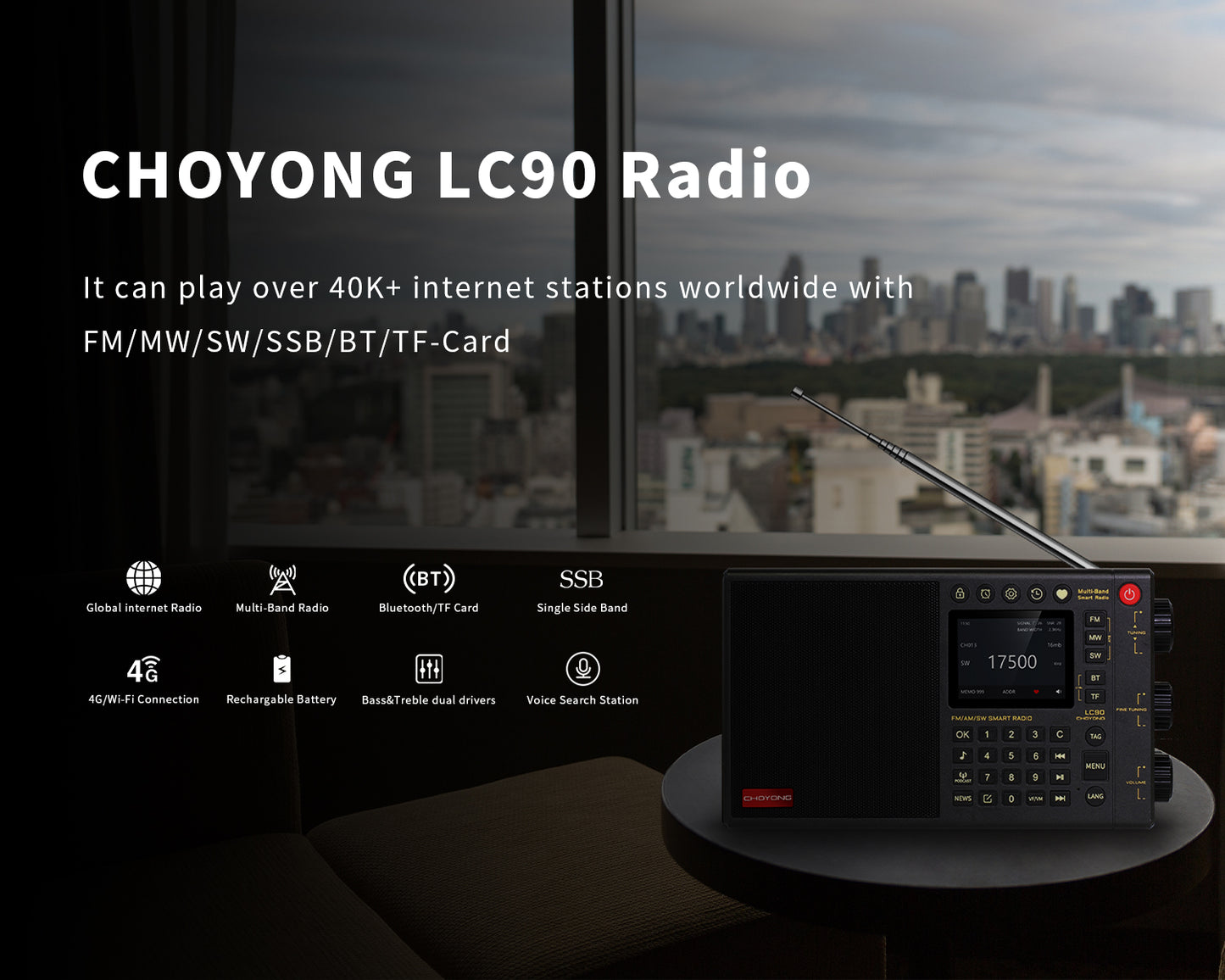 CONJUNTO: Rádio ChoYong LC90 (versão global) + bolsa