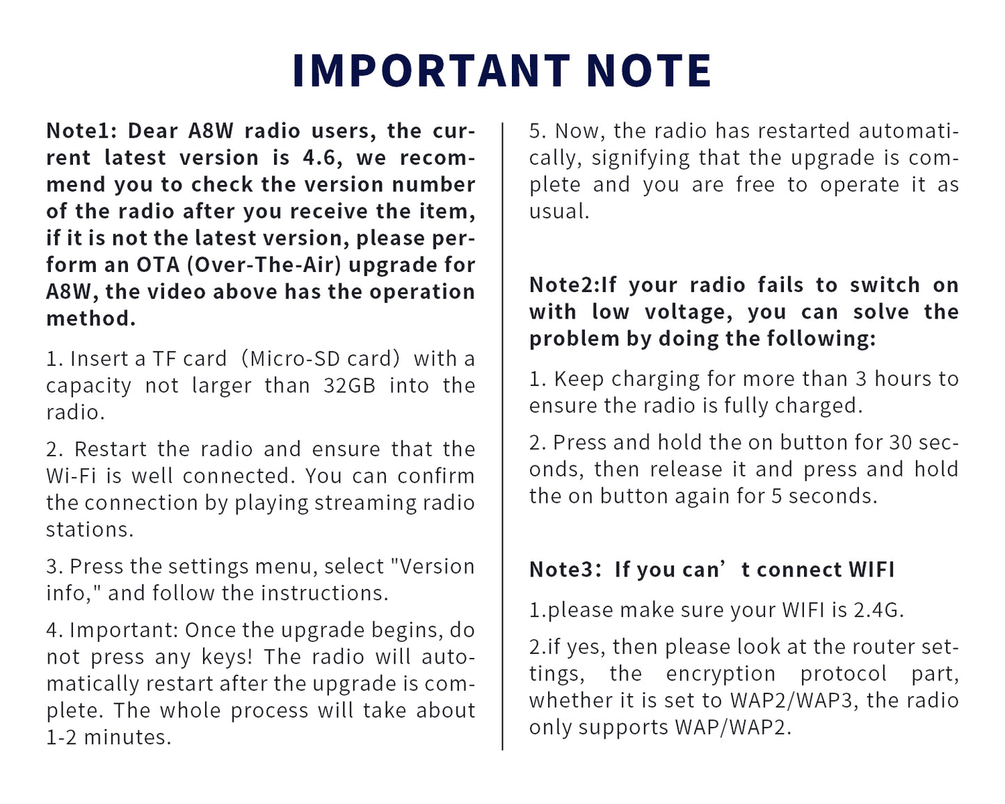 Choyong A8W Portable Smart Internet Radio Receiver WIFI/4G Speaker with FM,Micro-SD Card,All World Radios,for Home with WiFi,Digital Radio