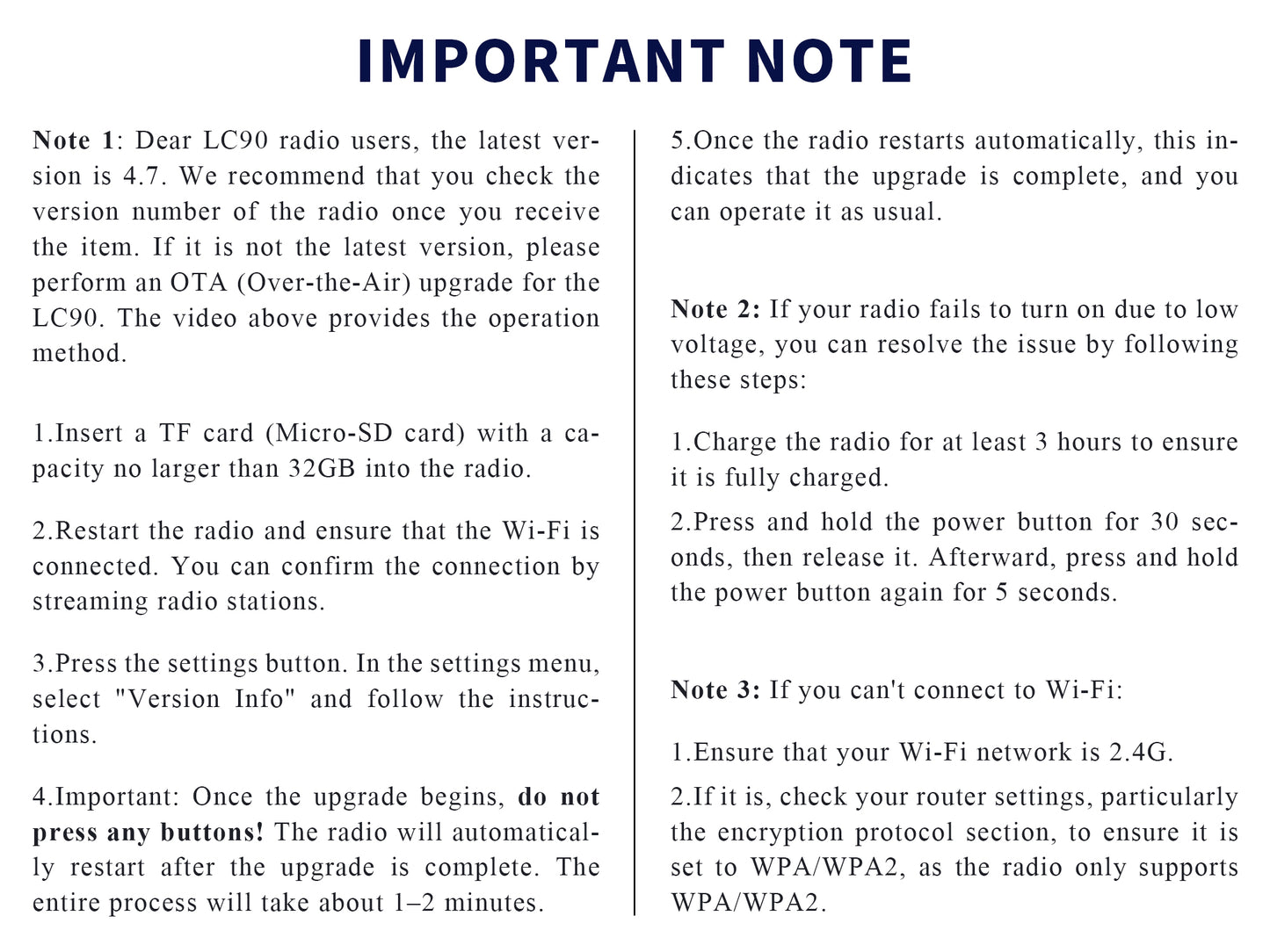 CHOYONG LC90 Multi-Band Smart Internet Radio
