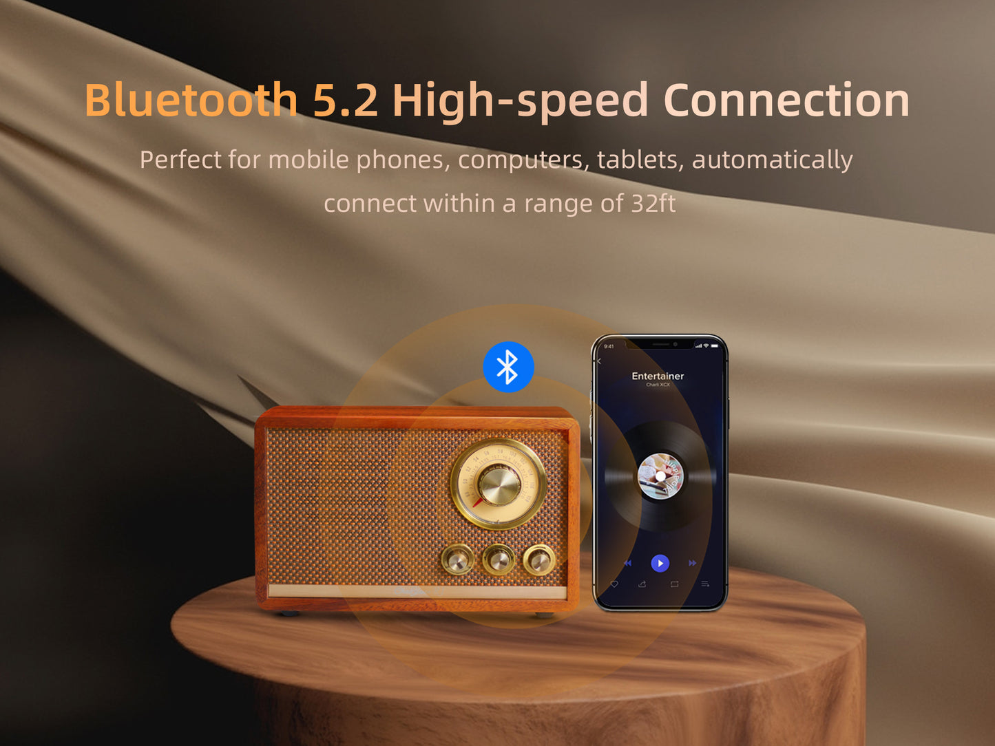 CHOYONG R1 Walnut Solid Wood Bluetooth Speaker