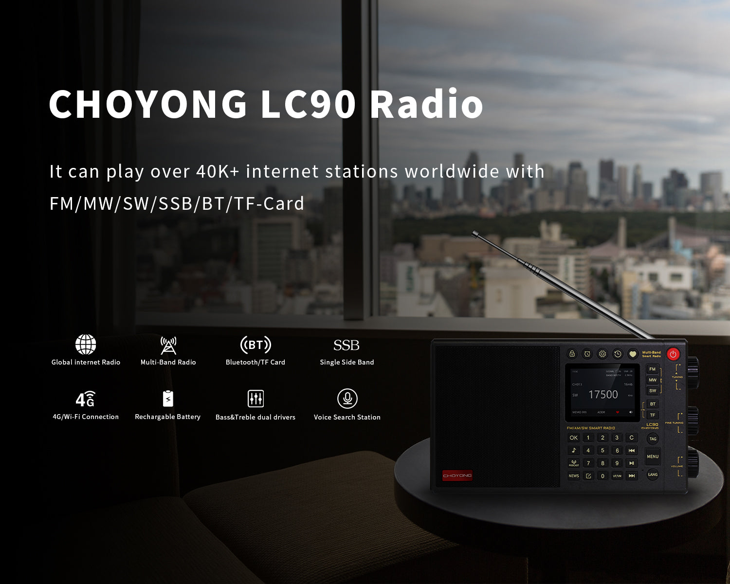 CHOYONG LC90 Multi-Band Smart Internet Radio Portable AM/FM