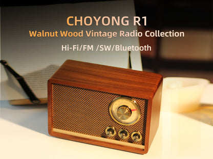 CHOYONG R1 Walnut Solid Wood Bluetooth Speaker
