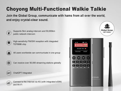 CHOYONG WT2 Multi-Functional Walkie Talkie