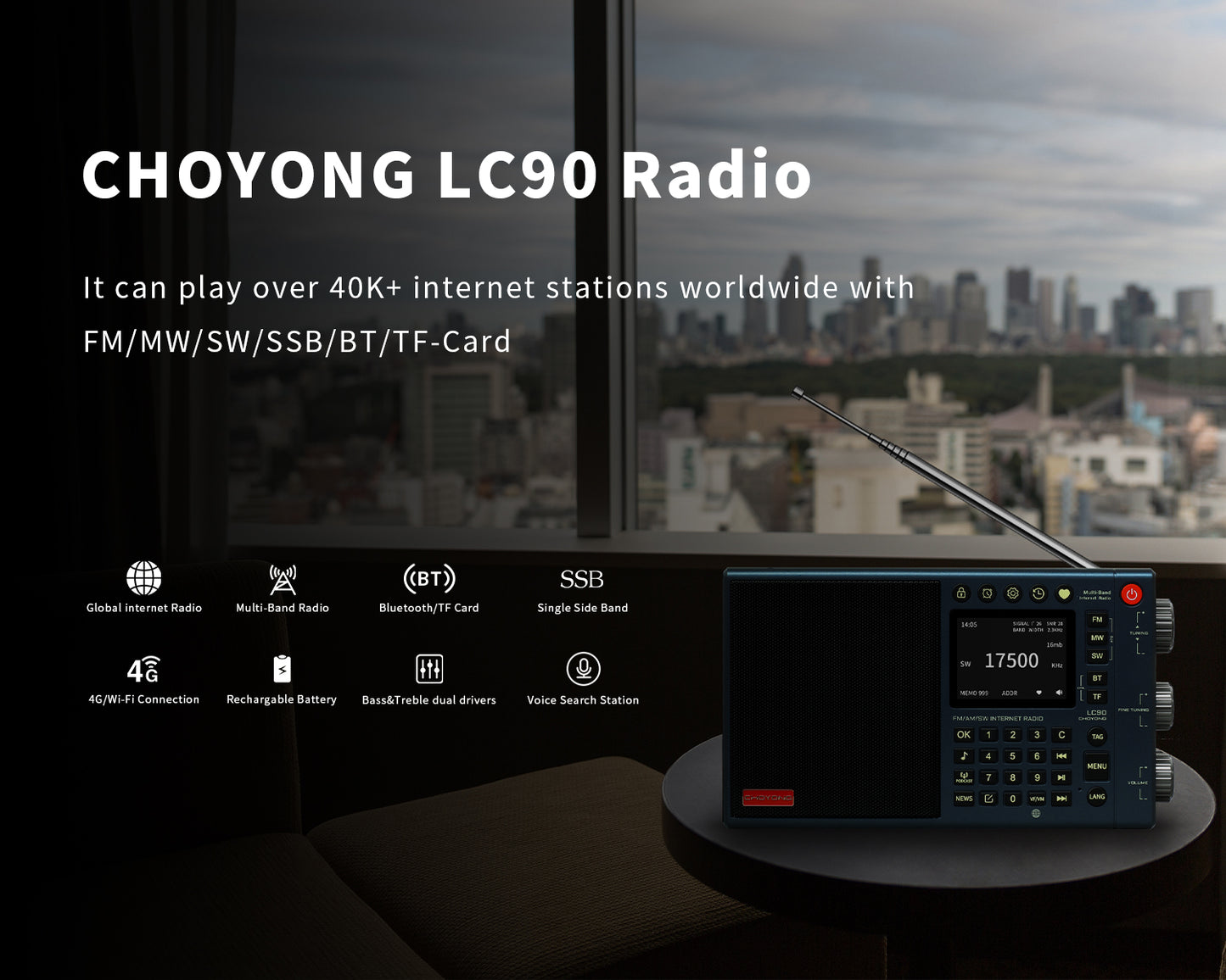 ChoYong LC90 Multi-Band Smart Internet Radio（Global version）