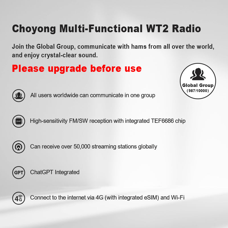 CHOYONG WT2 Multi-Functional Walkie Talkie