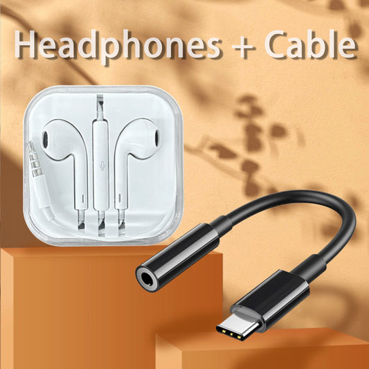 SET: USB-C to 3.5mm Cable+3.5mm Headphones