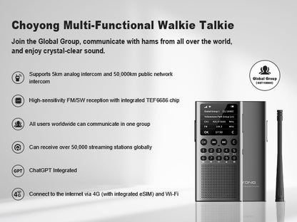 Choyong Multi-Functional dual-mode WT2 Walkie Talkie and Hamradio