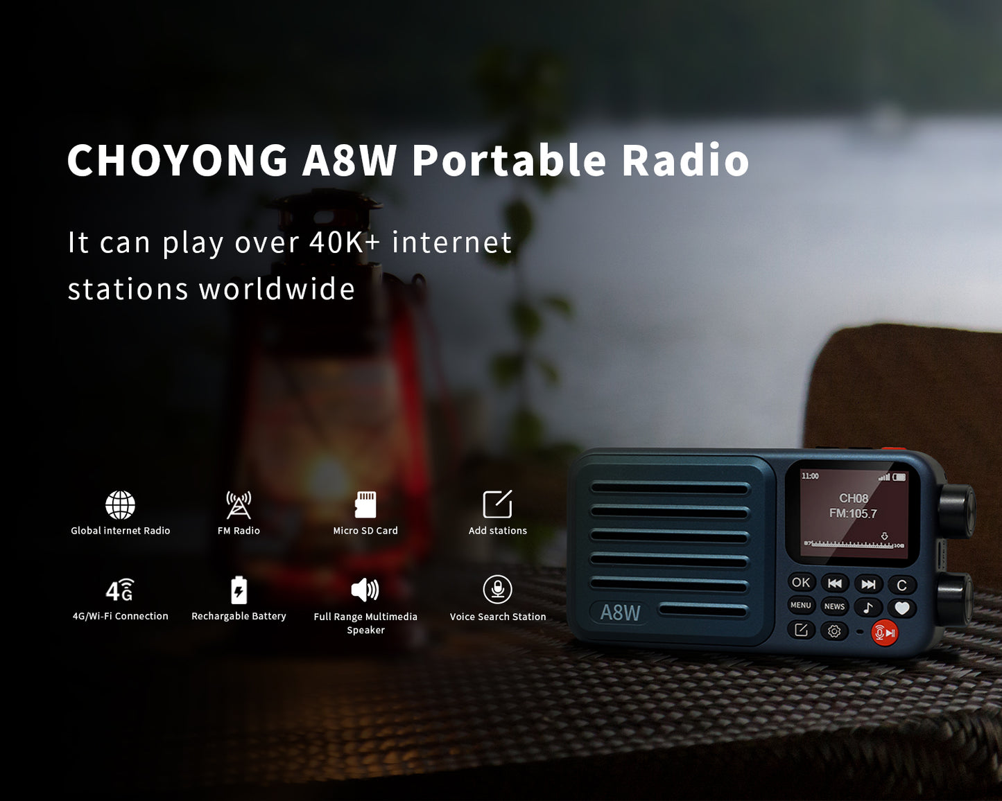 ChoYong A8W Support FM/Micro SD/ 40K+ internet Radio