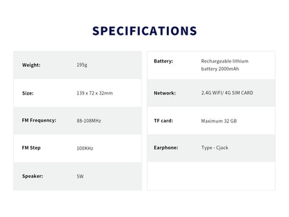 CHOYONG A8W Portable Smart Internet Radio