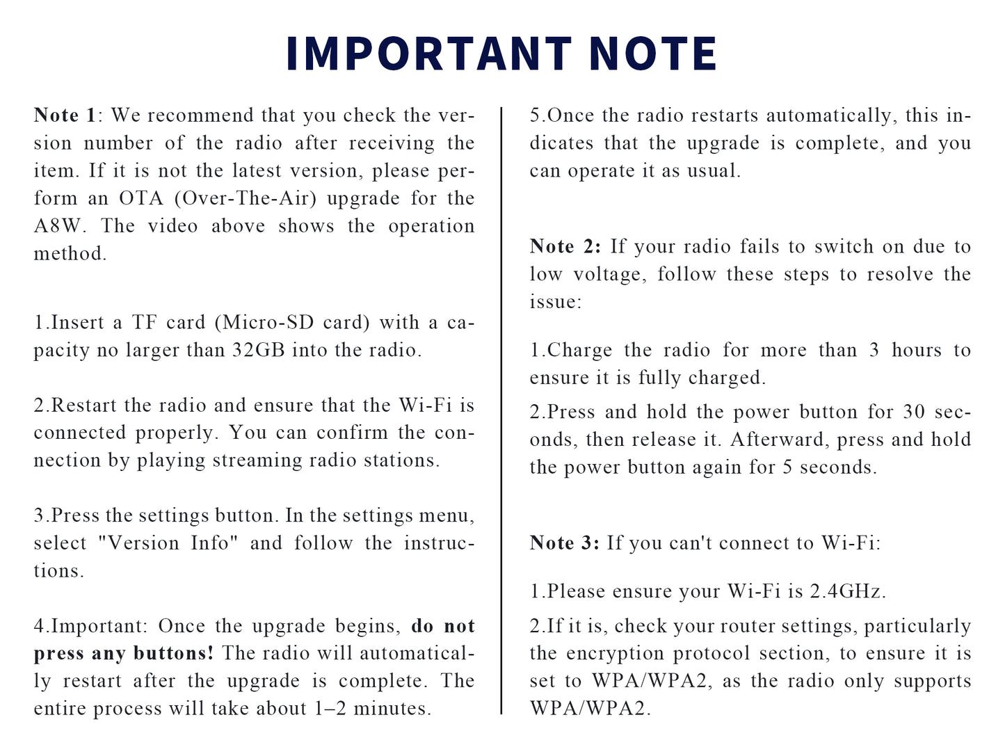CHOYONG A8W Portable Smart Internet Radio